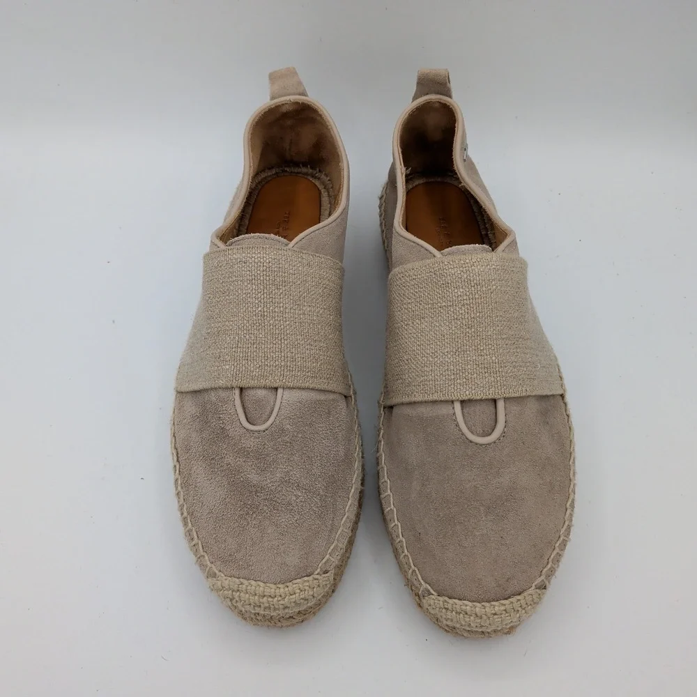 Rag‎ & Bone Nina Taupe Suede Platform Espadrilles Shoes Womens 9.5 39.5 Spain